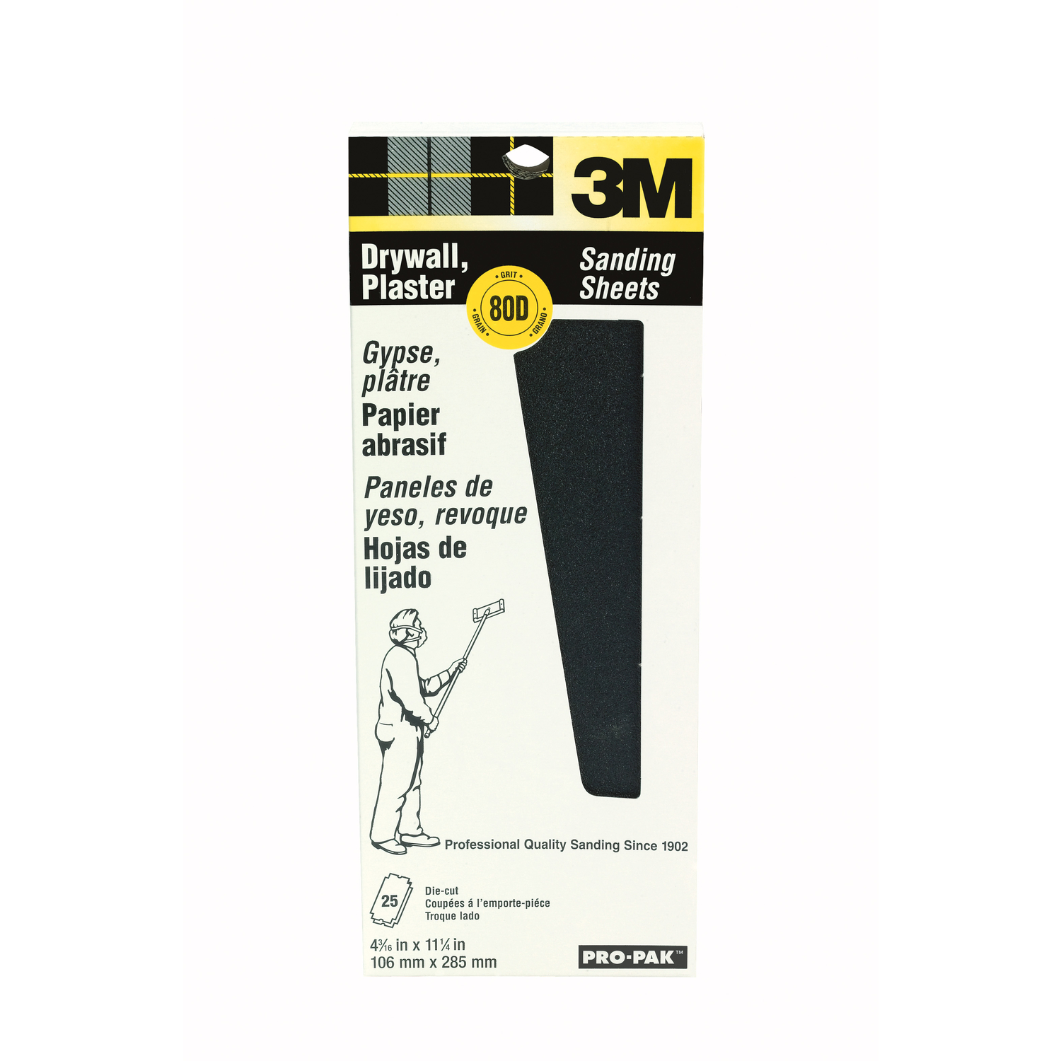 3M Pro-Pak 11-1/4 in. L X 4-3/16 in. W 80 Grit Silicon Carbide Sandpaper 25 pk - Intensery