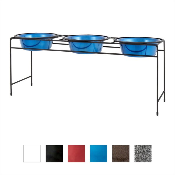 Platinum Pets Modern Triple Diner Elevated Wide Rimmed Pet Bowl - Intensery