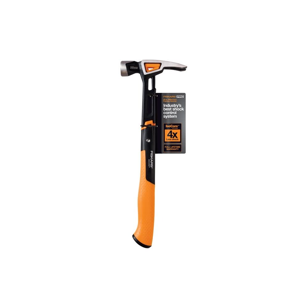 Fiskars Pro IsoCore 20oz 15.5 Milled Face Framing Hammer - Intensery