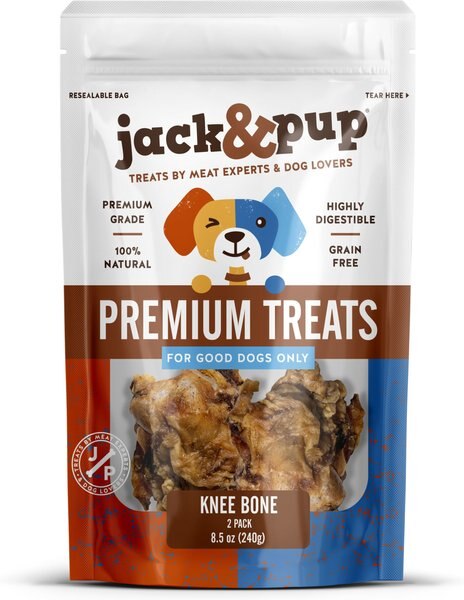Jack and Pup Beef Knee Cap Bones Dog Treats， 2 count - Intensery