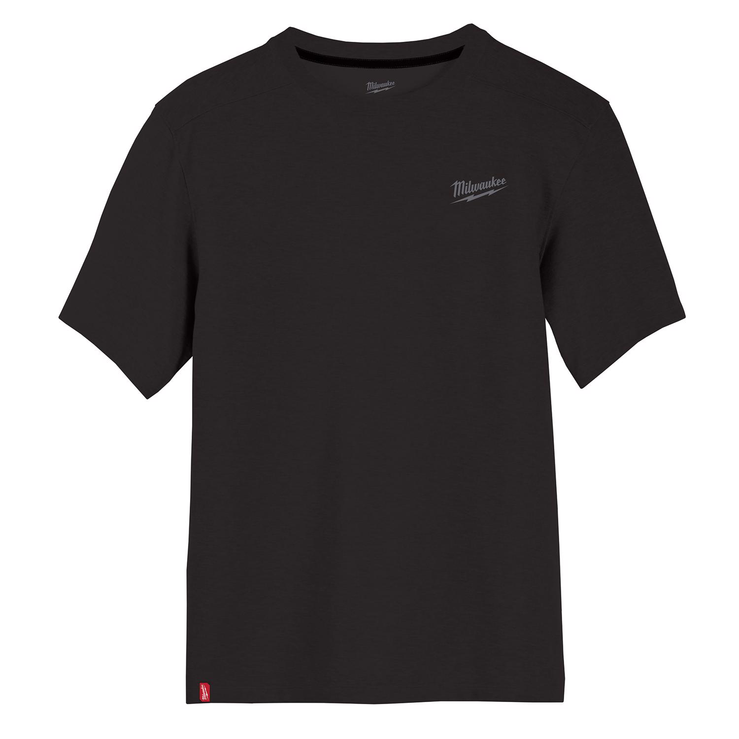 Milwaukee XL Short Sleeve Men\u0027s Crew Neck Black Hybrid Work Tee Shirt - Intensery