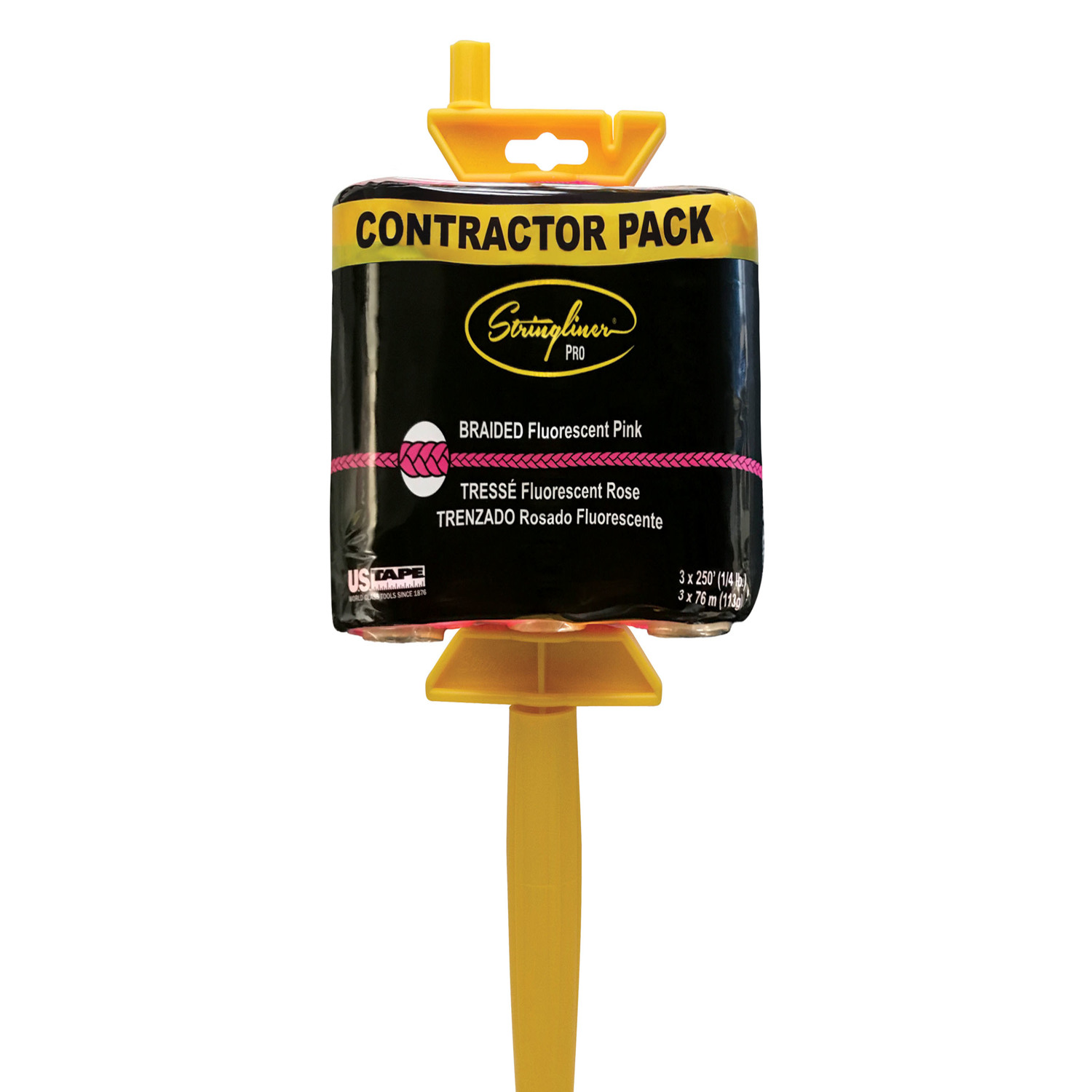 Stringliner PRO Mason\u0027s Line and Reel Contractor Pack 250 ft. Fluorescent Pink Fine Braided Line - Intensery
