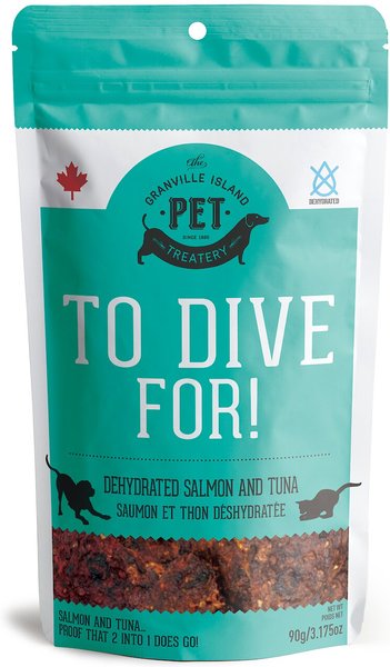The Granville Island Pet Treatery To Dive For! Dehydrated Salmon and Tuna Dog and Cat Treats， 3.17-oz bag - Intensery