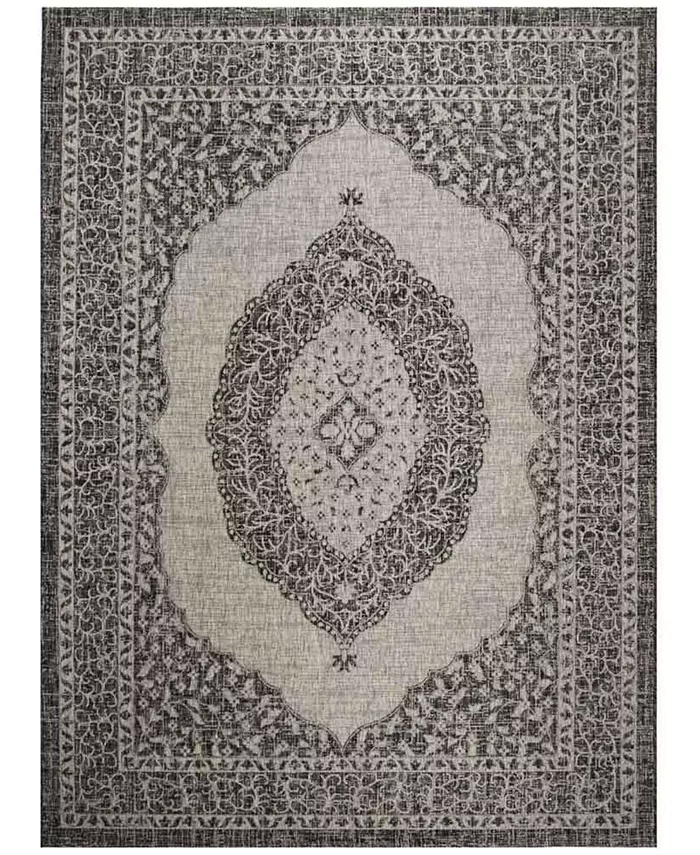 Safavieh Courtyard Light Gray and Black 9' x 12' Sisal Weave Outdoor Area Rug - Intensery