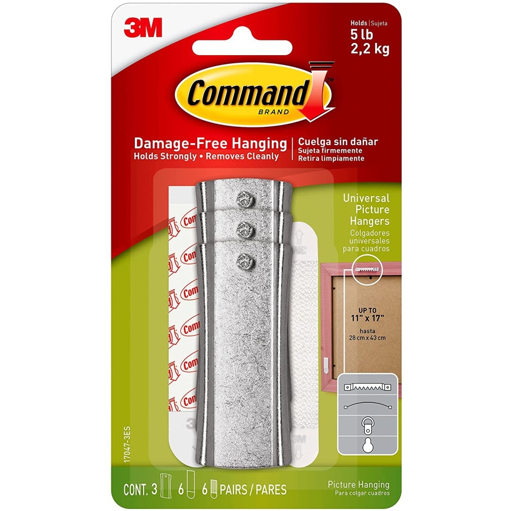 3M Command Large Universal Metal Picture Hanger 3pk - Intensery