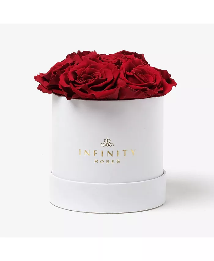 Infinity Roses Round Box of 7 Red Real Roses Preserved To Last Over A Year - Intensery