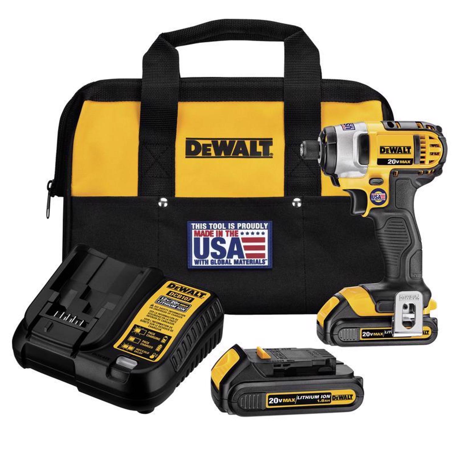 DeWalt 20V MAX 1/4 in. Cordless Brushed Impact Driver Kit (Battery \u0026 Charger) - Intensery