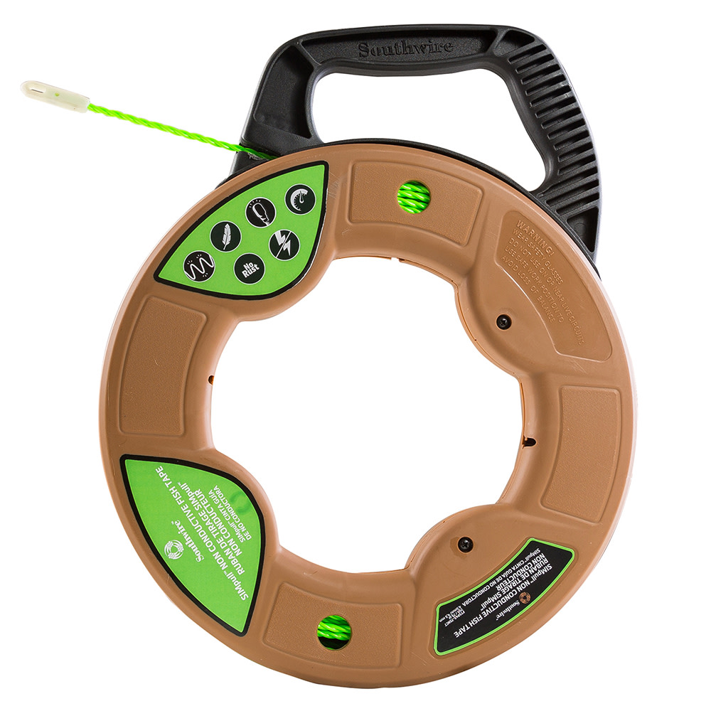 Southwire SIMPULL Fish Tape 4.5mm 75and#8242; Non Conductive Tip Large Case - Intensery