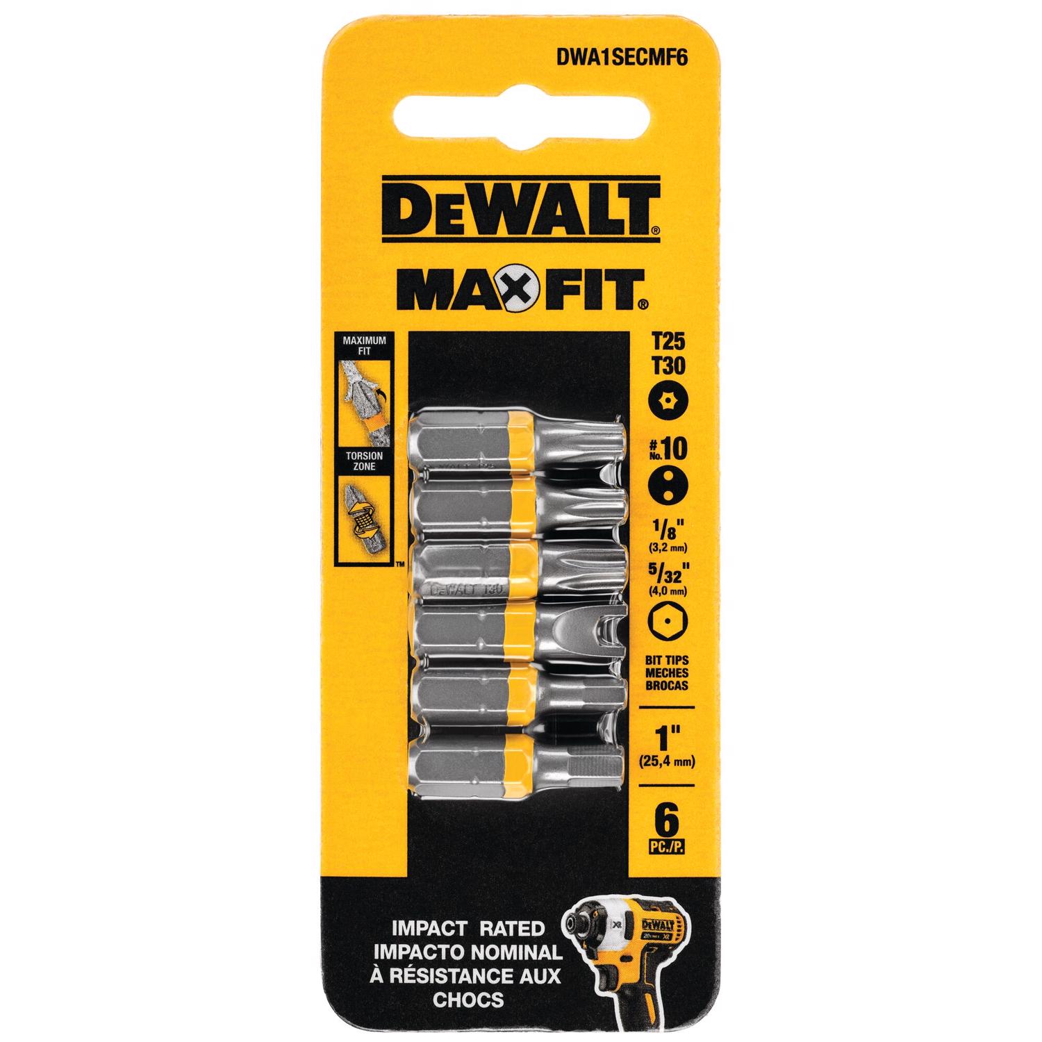DeWalt Max Fit Assorted 1 in. L Security Bit Set Steel 6 pk - Intensery