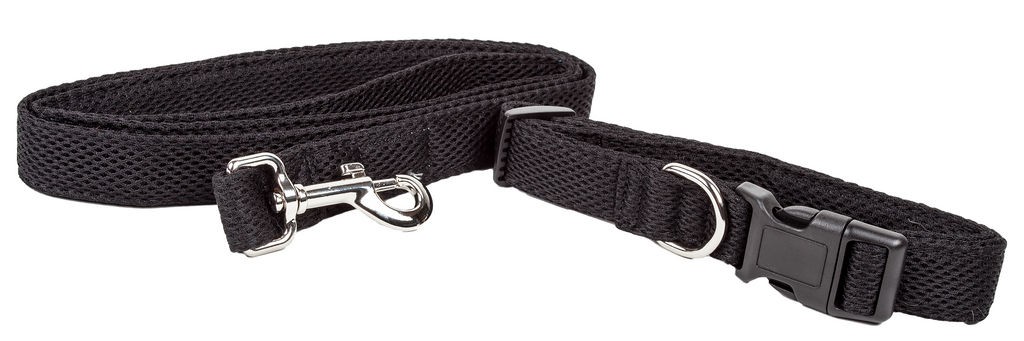 Pet Life 'Aero Mesh' 2-In-1 Dual Sided Comfortable And Breathable Adjustable Mesh Dog Leash-Collar in Black (Medium) - Pet Life CLSH14BKMD - Intensery