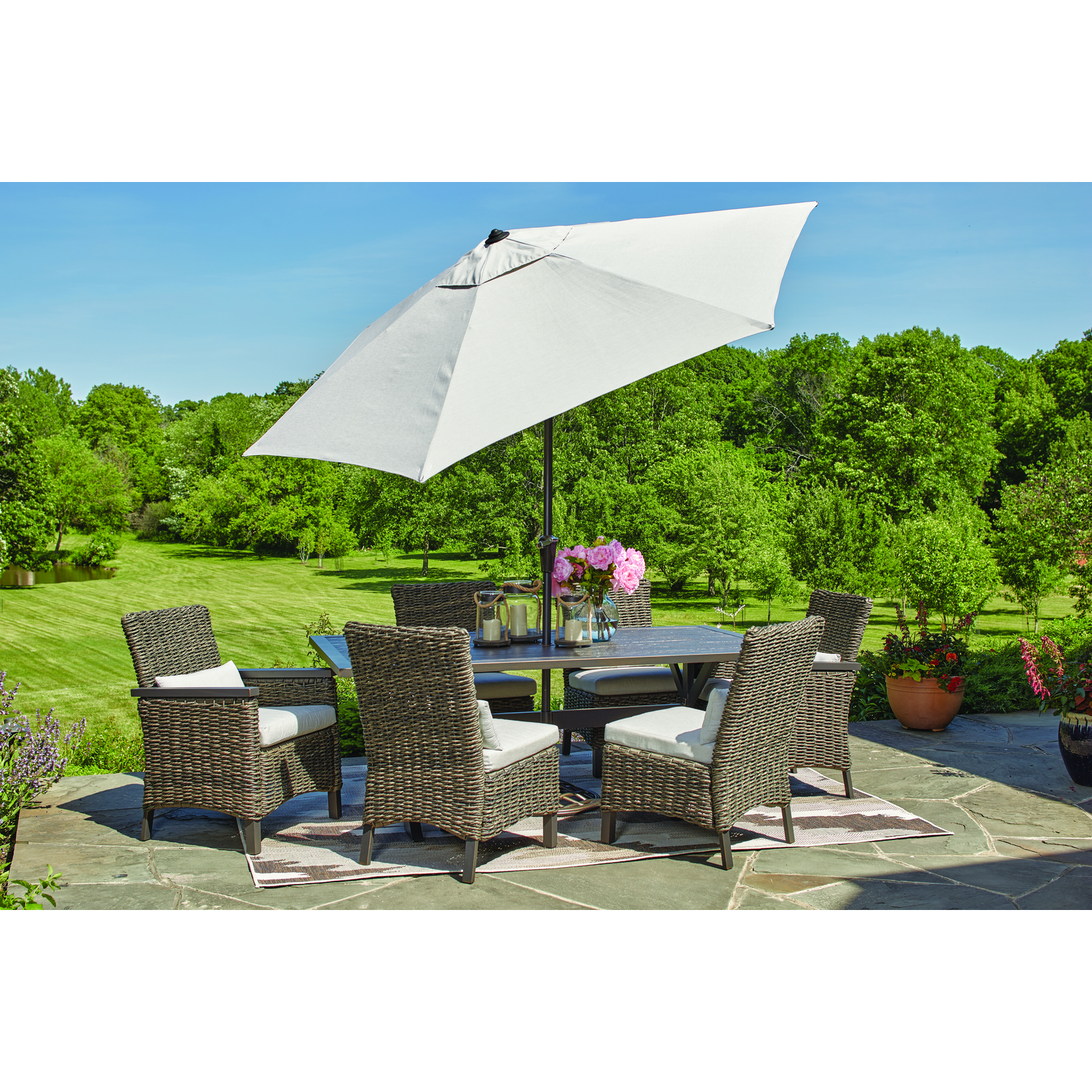 Living Accents Rochdale 7 pc Black Aluminum Dining Set Gray - Intensery