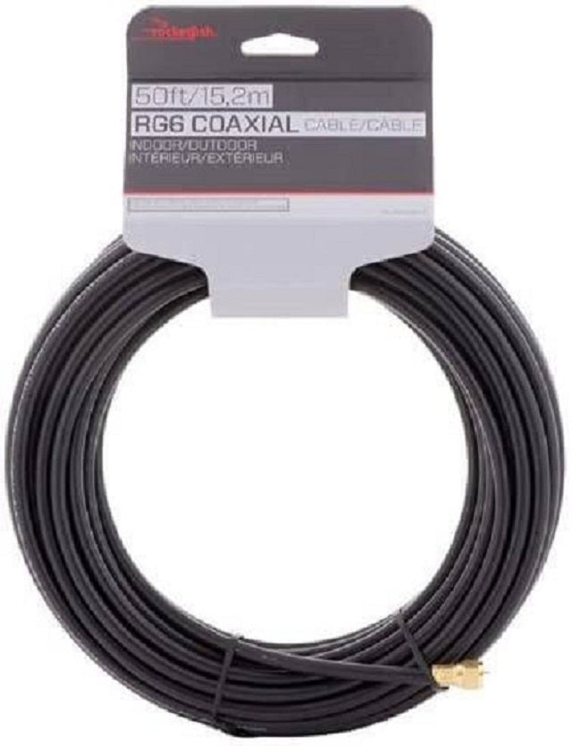 Rocketfish RF-RG650BK 50ft/15.2m RG6 Coaxial Cable Indoor/Outdoor - Intensery