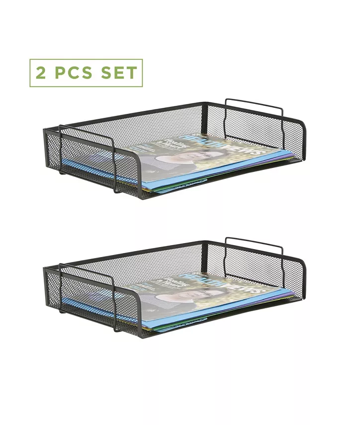Mind Reader 2 Piece Stackable Side Load Storage Tray， Document Holder - Intensery