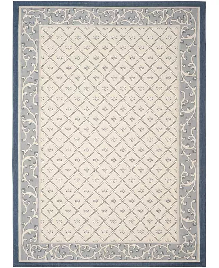 Safavieh Courtyard Beige and Navy 9' x 12' Sisal Weave Outdoor Area Rug - Intensery