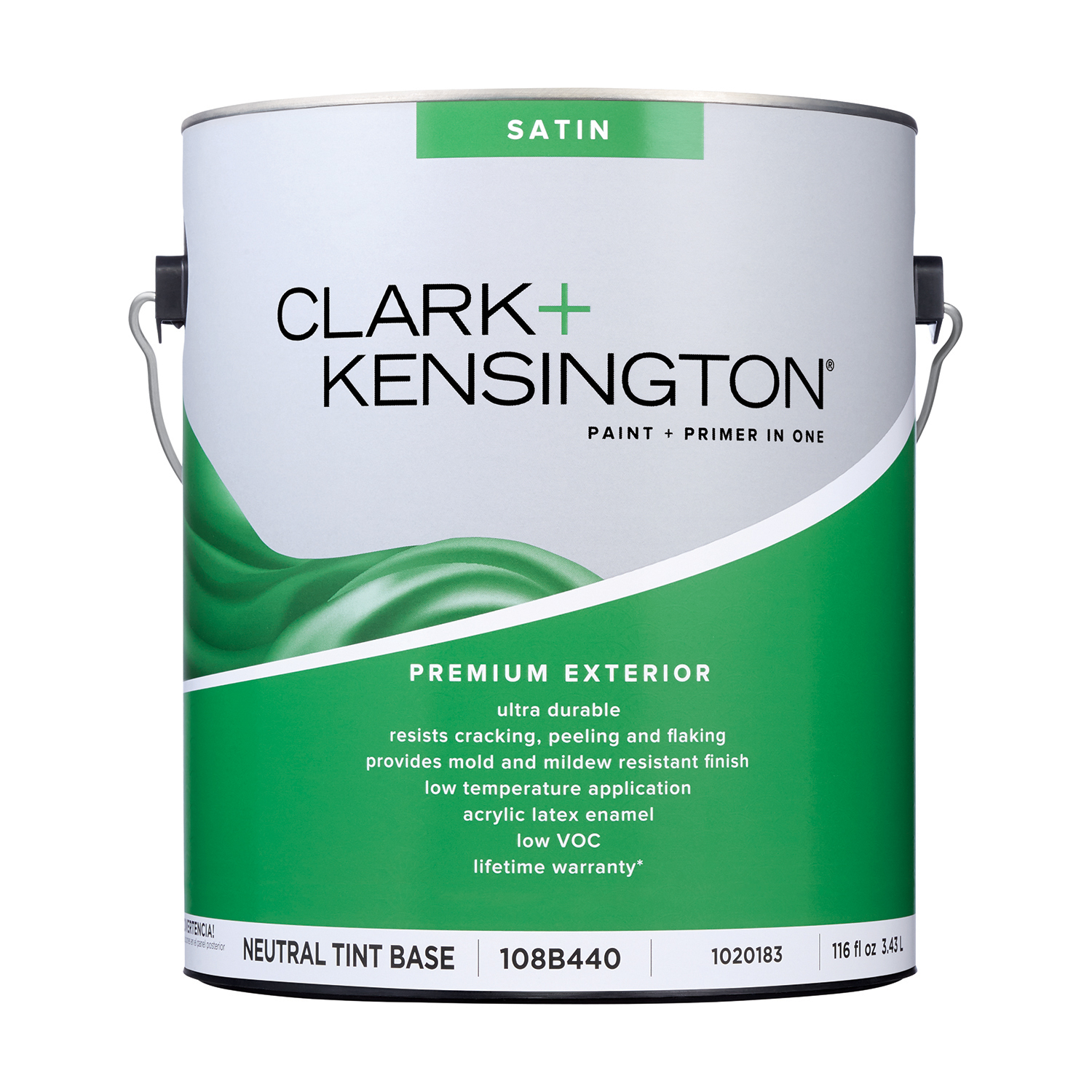 Clark+Kensington Satin Tint Base Neutral Base Premium Paint Exterior 1 gal - Intensery