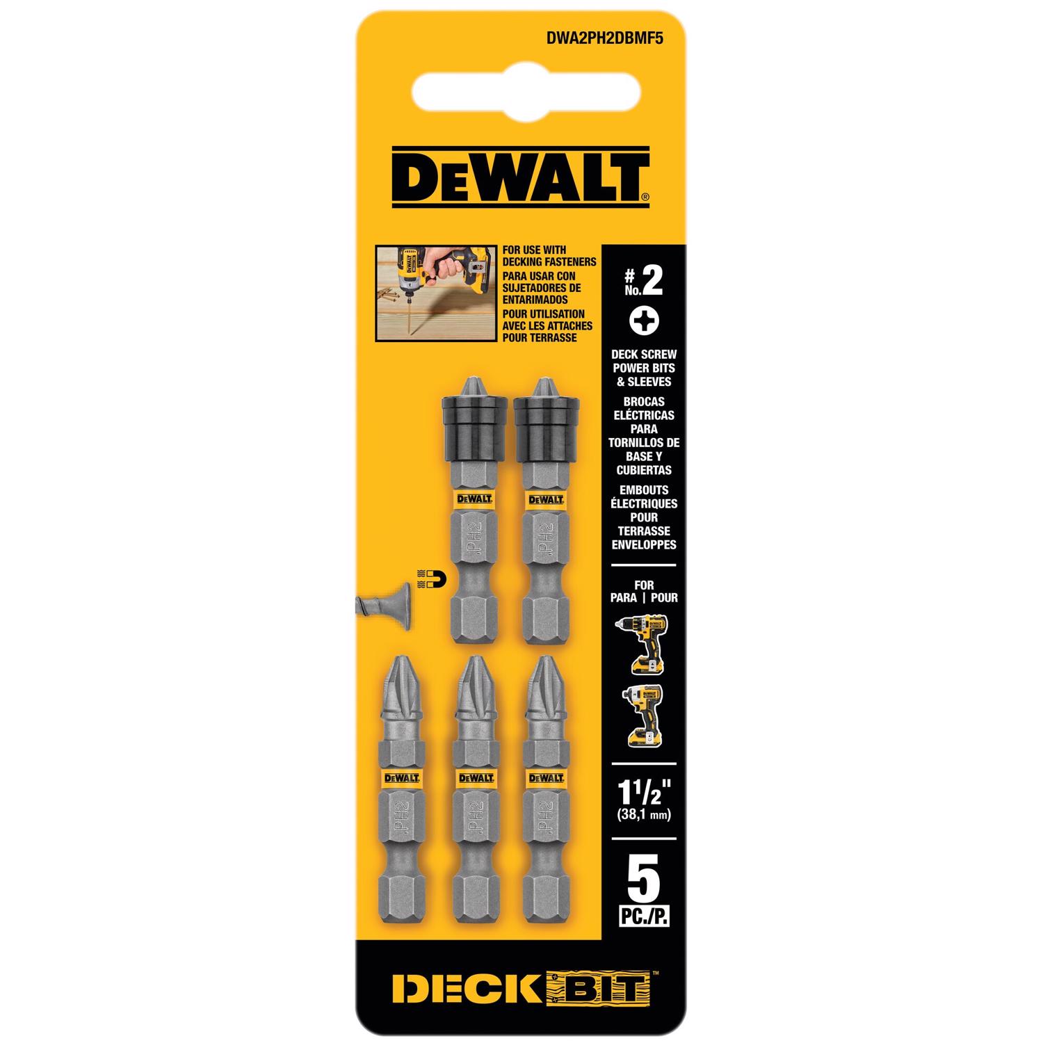 DeWalt Max Fit Phillips #2 X 1.5 in. L Screwdriver Bit Set Steel 5 pk - Intensery