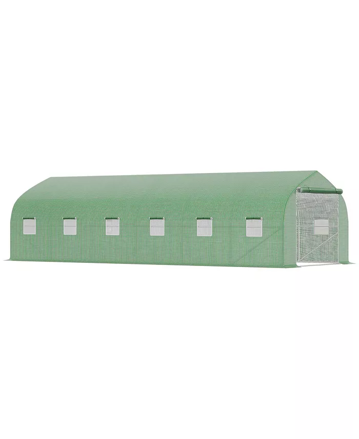 Outsunny 25' x 9.5' x 6.5' Walk-In Tunnel Greenhouse Plant Growing PE Green - Intensery