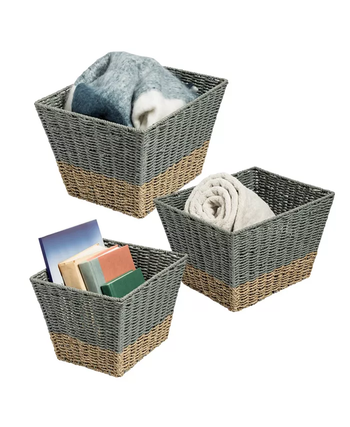 Honey Can Do Set of 3 Square Nesting Seagrass Baskets - Intensery