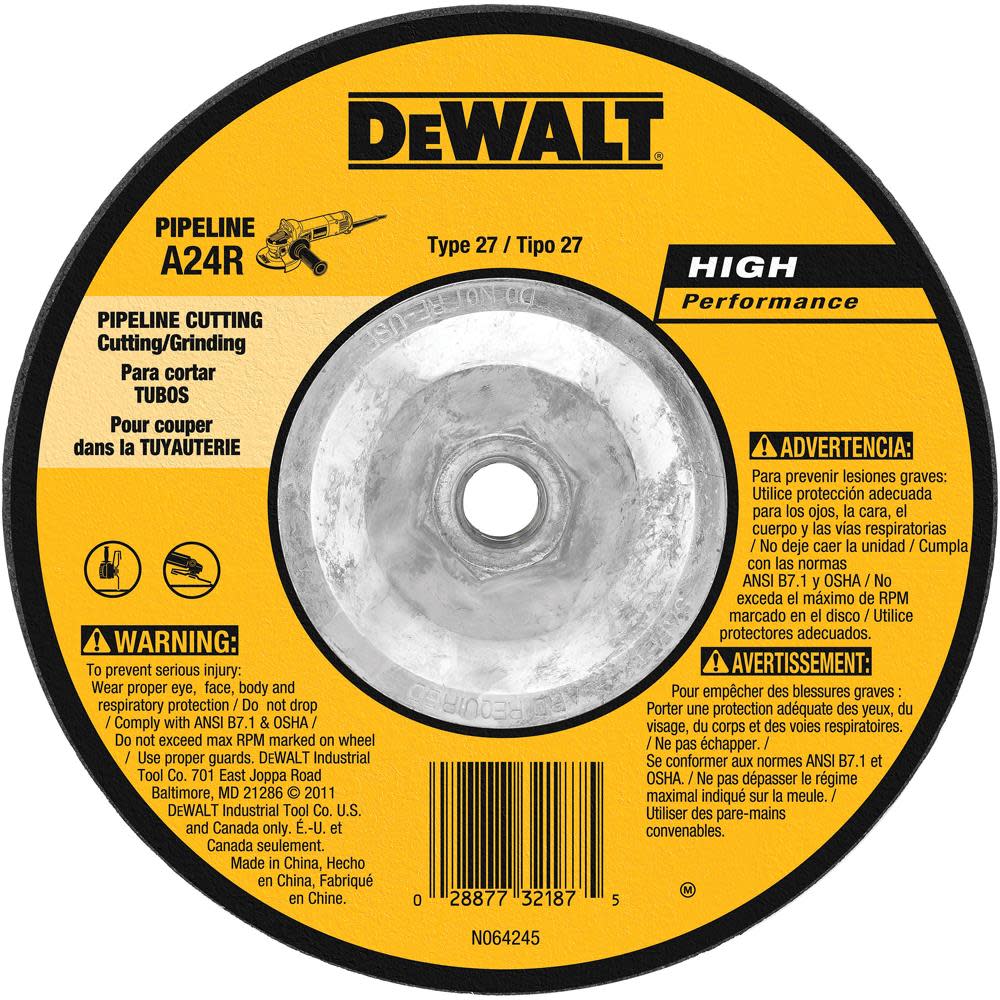 DEWALT 6 In. x 1/8 In. x 5/8 In. to 11 High Performance Pipeline Wheel DW8438 from DEWALT - Intensery