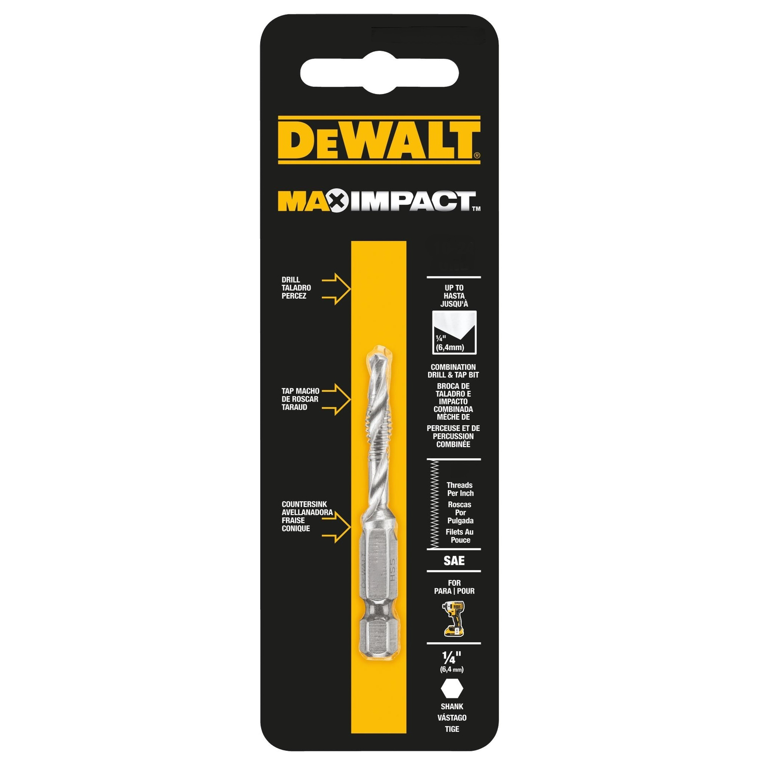 DeWalt High Speed Steel SAE Drill and Tap Bit 12-24 1 each - Intensery