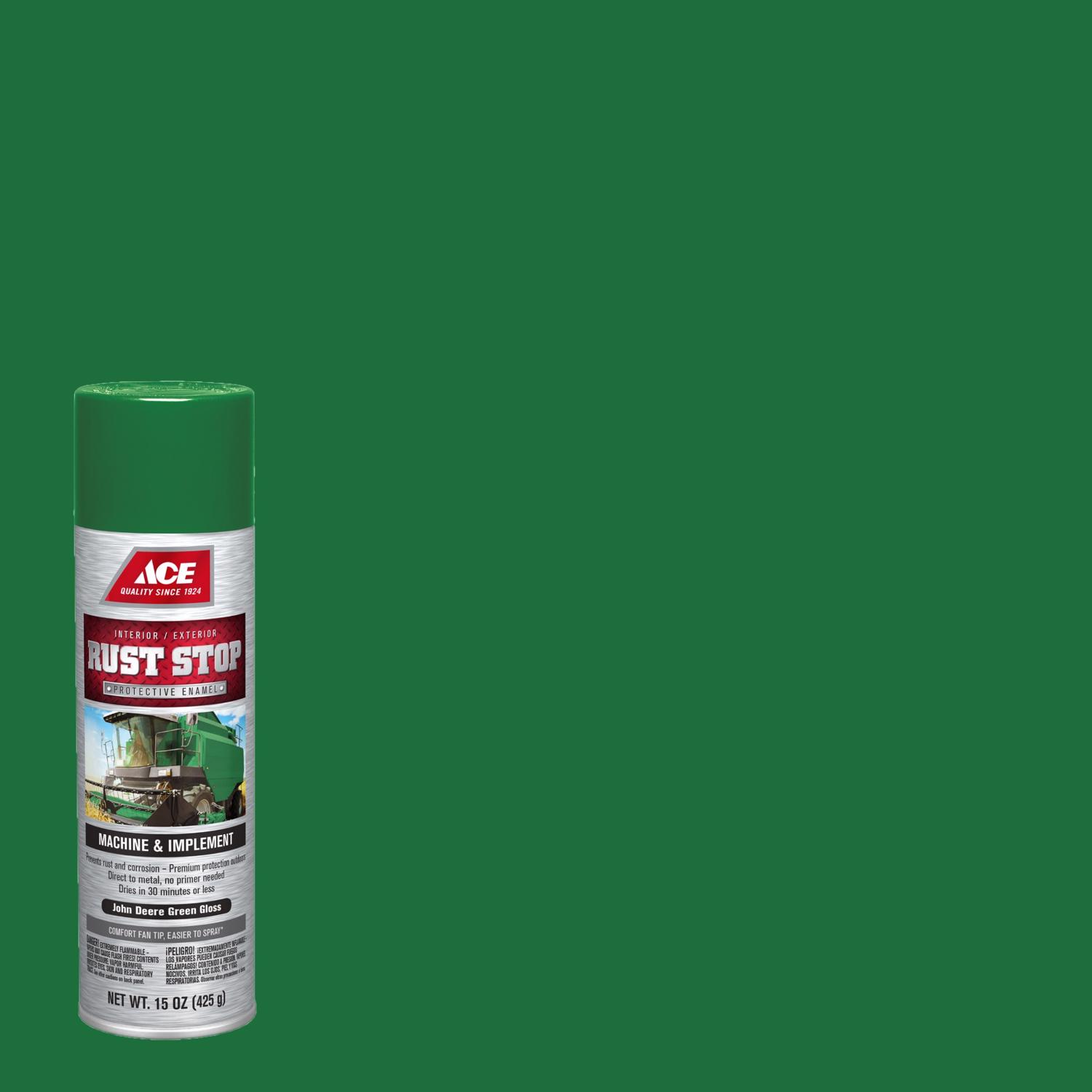Ace Rust Stop Machine \u0026 Implement Gloss John Deere Green Protective Enamel Spray Paint 15 oz - Intensery