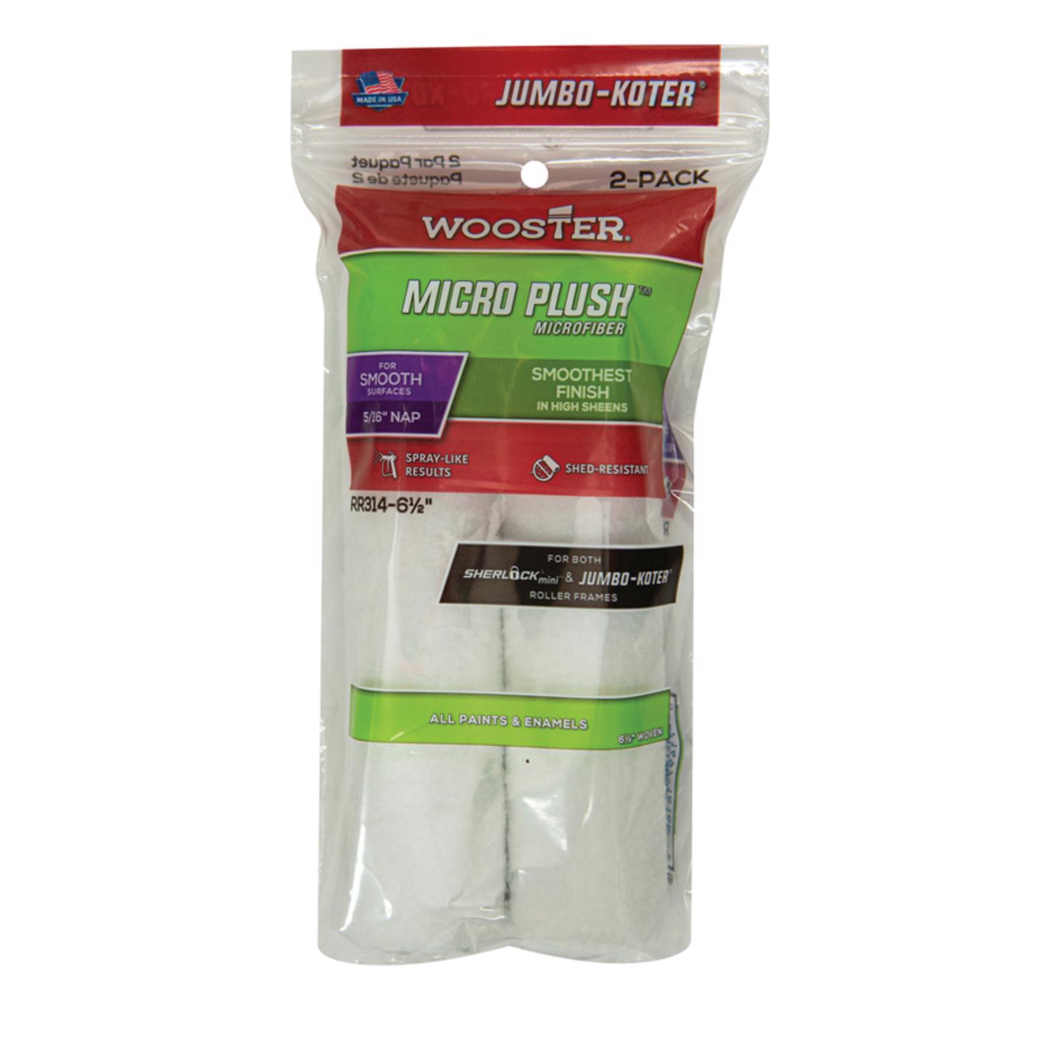 Wooster Micro Plush Microfiber 6-1/2 in. W X 5/16 in. Mini Paint Roller Cover 2 pk - Intensery