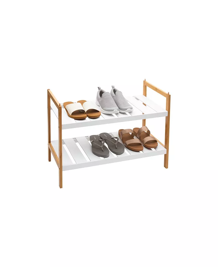 Organize it All 2 Pack Sonora Bamboo 2 Tier Stackable Shoe Rack - Intensery