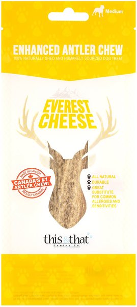 this and that Canine Company North Country Natural Shed Everest Cheese Enhanced Split Elk Antler Chew Dog Treat， Medium - Intensery