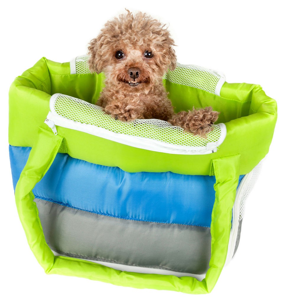 Pet Life Bubble-Poly Tri-Colored insulated Pet Carrier in Green， Blue， Grey (One Size) - Pet Life B30GNBLMD - Intensery