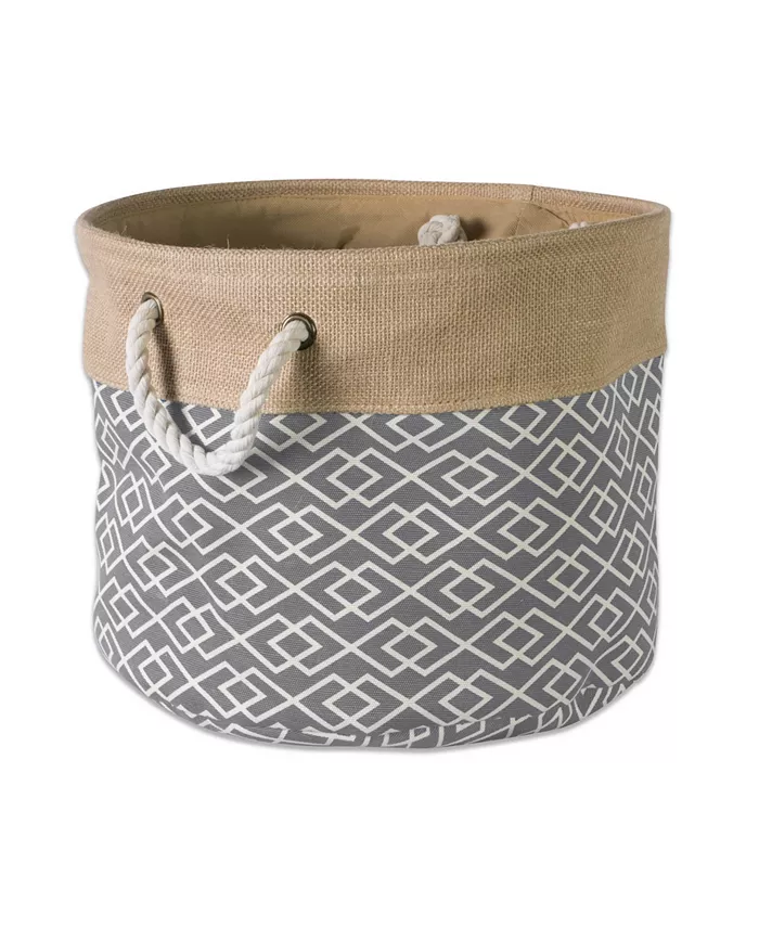 Design Imports Burlap Bin Diamond Round Small - Intensery