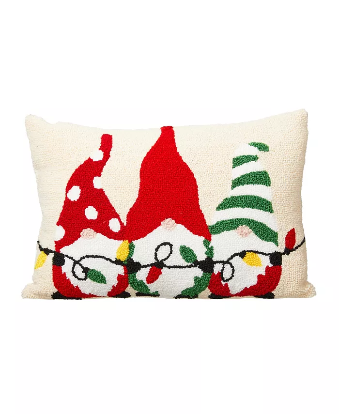Glitzhome Hooked Christmas Gnomes Pillow - Intensery