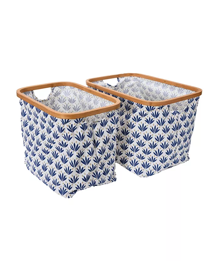 Household Essentials Bamboo Rimmed Basket 2-Piece Set - Intensery