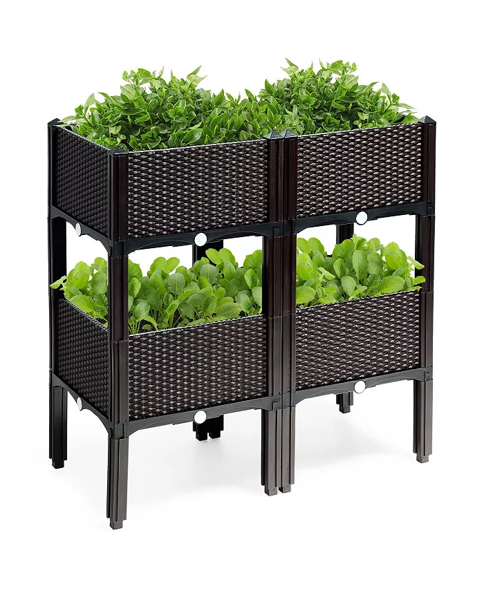 Costway Set of 4 Raised Garden Bed Elevated Flower Vegetable Herb - Intensery