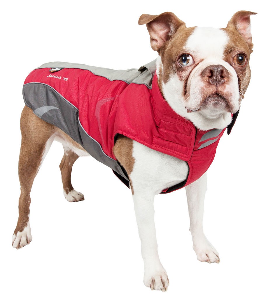 Helios Altitude-Mountaineer Wrap-Velcro Protective Waterproof Dog Coat w/ Blackshark technology in Red， Dark Grey， Light Grey (Small) - Pet Life JKHL2 - Intensery