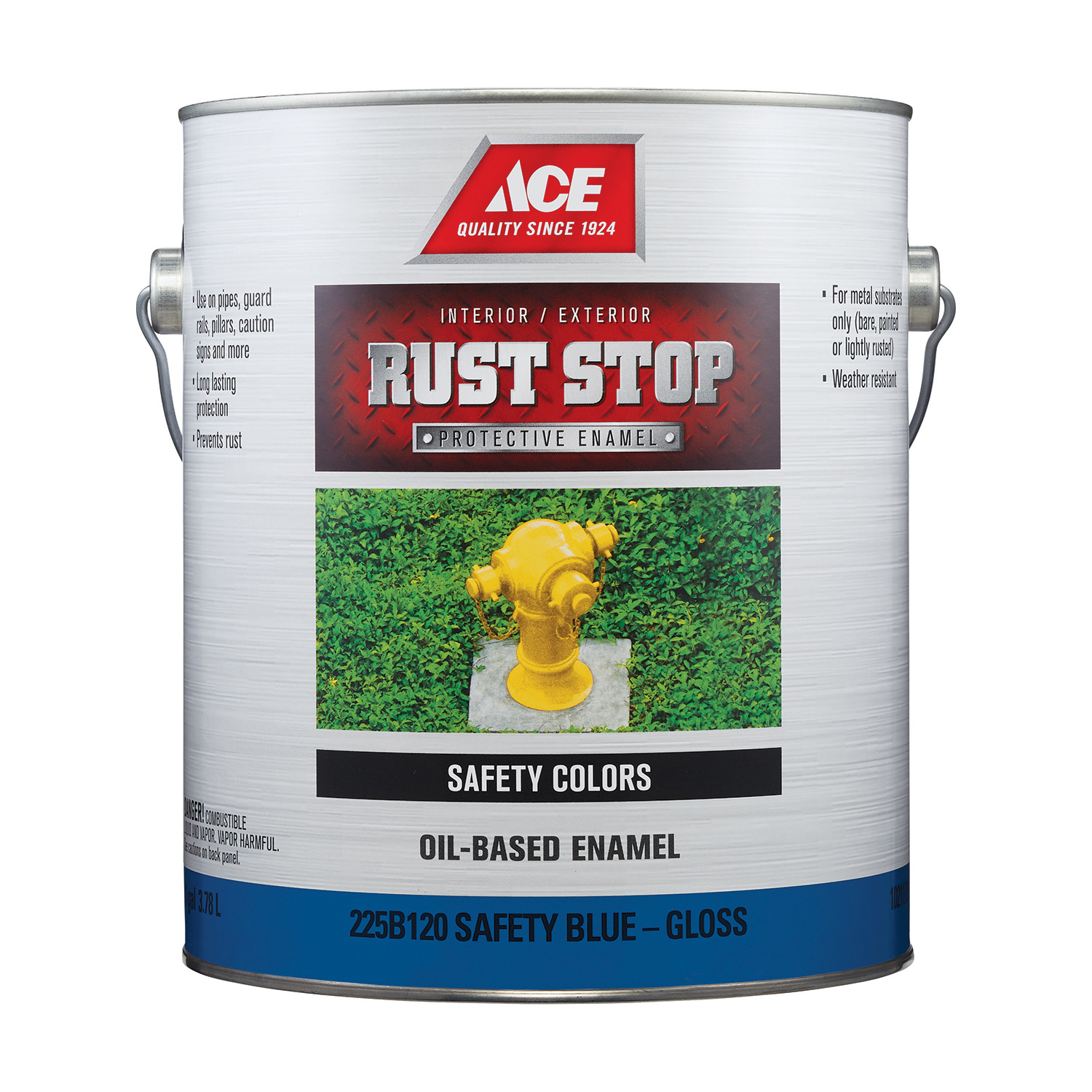 Ace Rust Stop Indoor / Outdoor Gloss Safety Blue Oil-Based Enamel Rust Preventative Paint 1 gal - Intensery