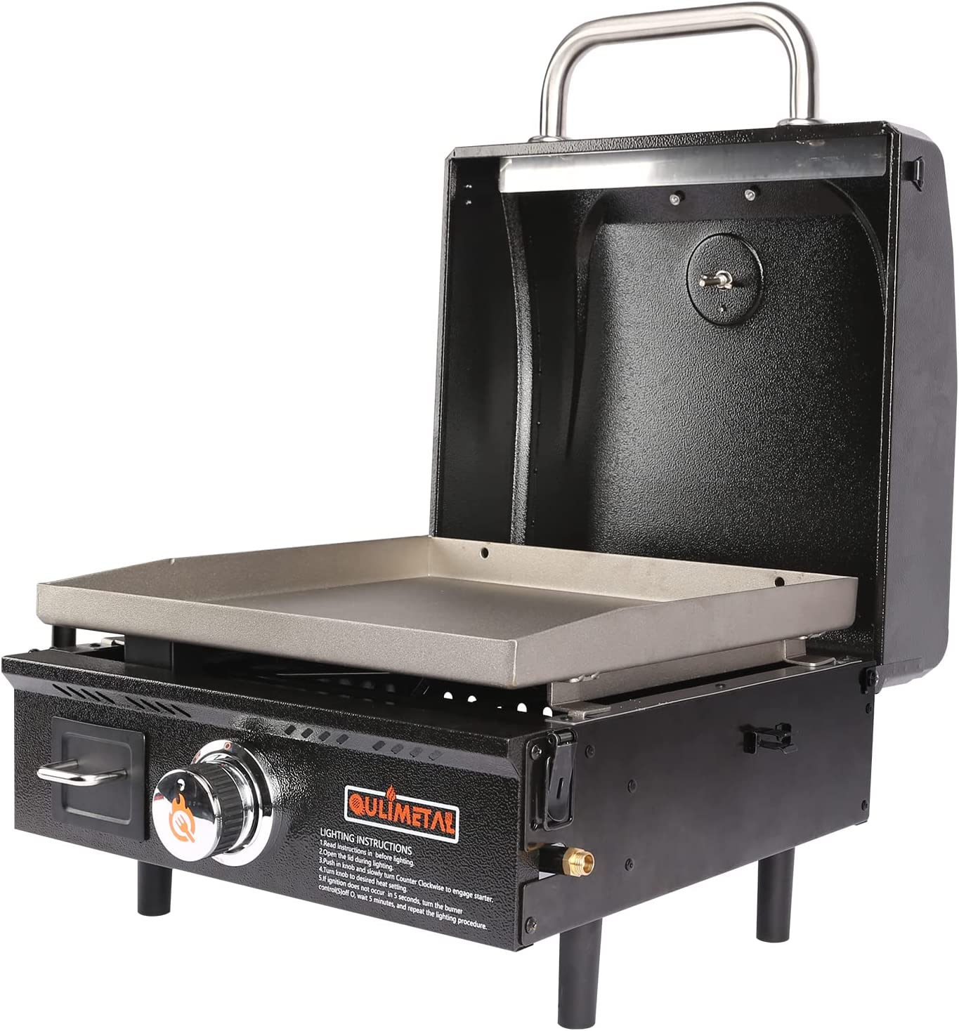 17 inch Propane Portable Table Top Griddle BBQ Grill with Hood for Outdoor Cooking Camping or Tailgating etc, Kit with Carry Bag - Intensery