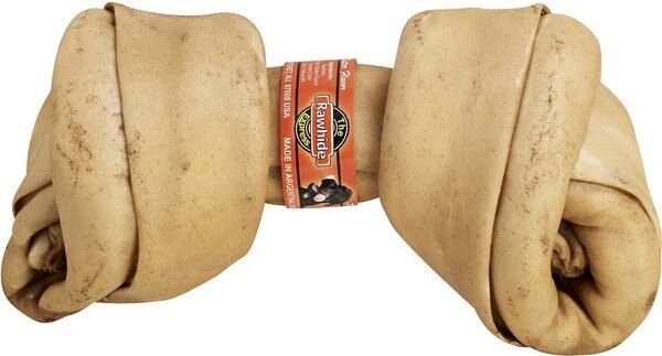 The Rawhide Express Peanut Butter Flavored Giant Dog Bone， 9-10-in - Intensery