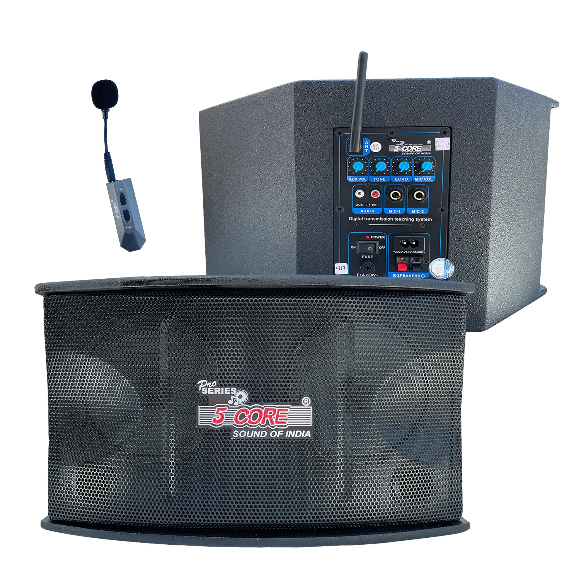 5 Core 6.5 Inch Portable 200 Watt Rechargeable  PA Speaker for Indoor/Outdoor| Powered Dj/PA Speaker System with 2 Mic Input, Echo, Tone Control| Wire - Intensery