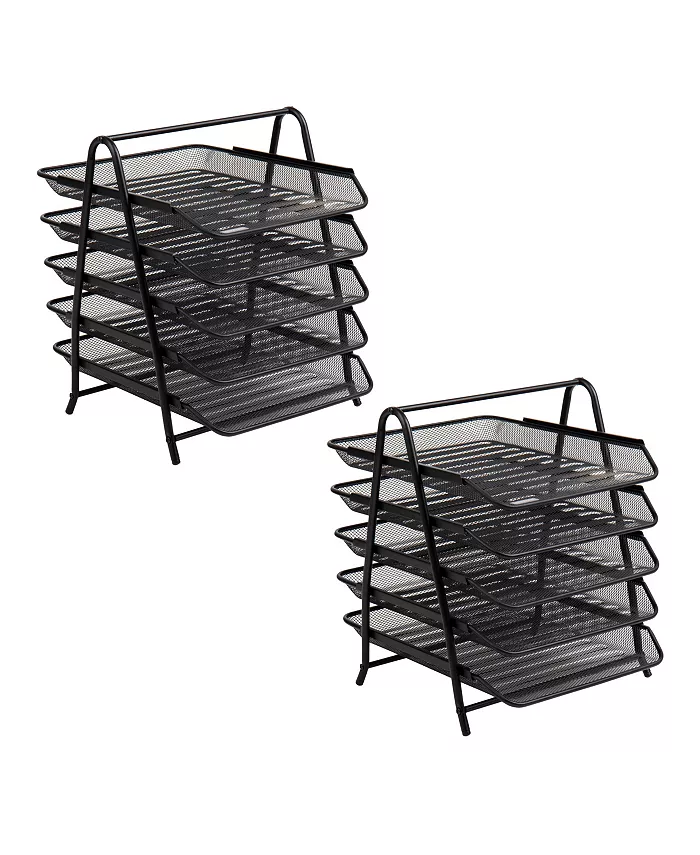 Mind Reader Network Collection， 5-Tier Paper Tray， File Storage， Desktop Organizer， Set of 2 - Intensery