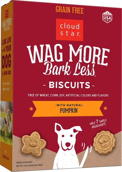 Cloud Star Wag More Bark Less Grain-Free Oven Baked with Pumpkin Dog Treats - Intensery