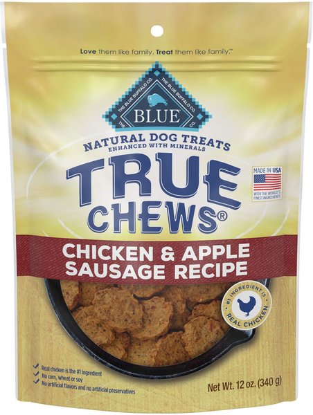 Blue Buffalo True Chews Natural Chicken and Apple Sausage Dog Treats - Intensery