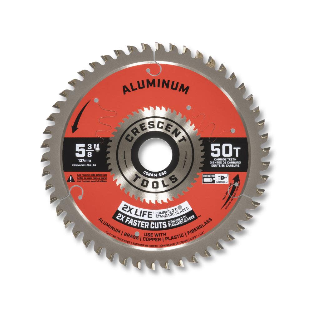 CRESCENT Circular Saw Blade 5 3/8 x 50 Tooth Medium Aluminum - Intensery