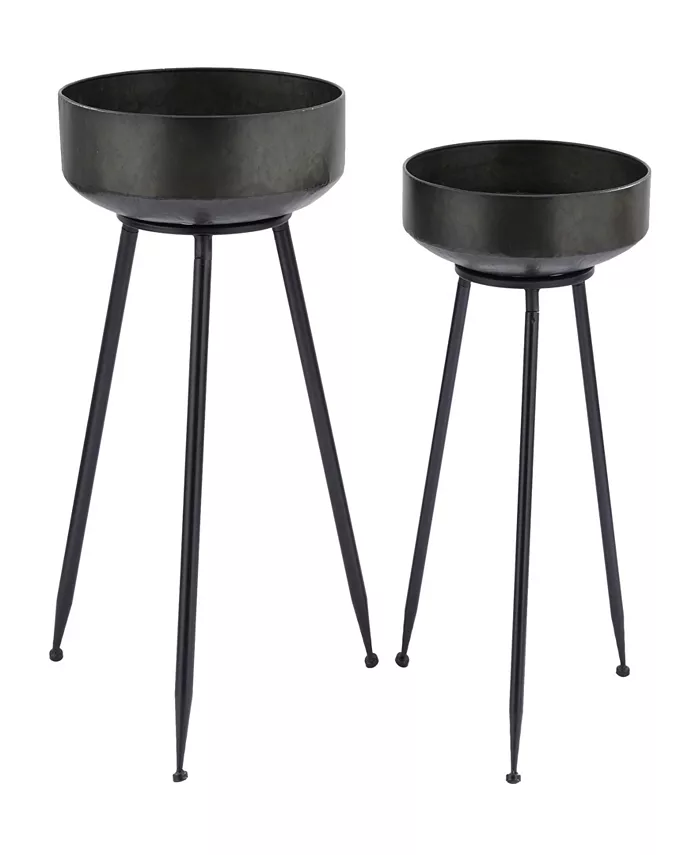 Rosemary Lane Black Metal Indoor Outdoor Planter Set of 2 - Intensery