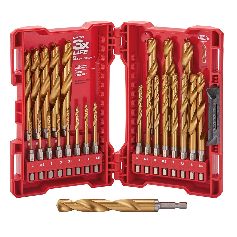 Milwaukee 25-Piece Metric Titanium SHOCKWAVE Red Helix Drill Bit Kit 48-89-4861 from Milwaukee - Intensery