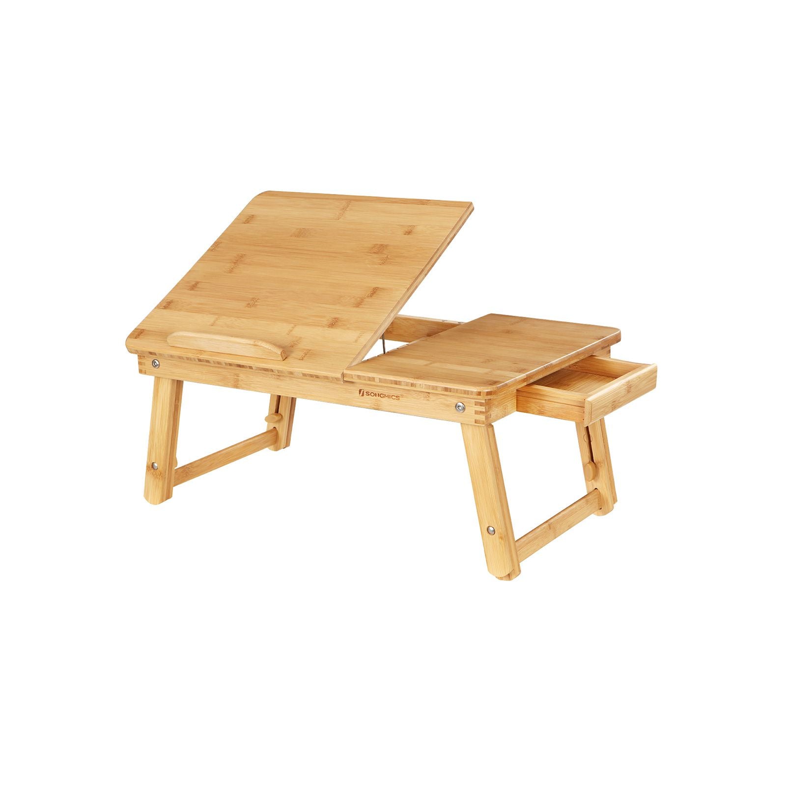 SONGMICS Foldable Multi-Fnction Lapdesk with Storage DrawerNatural - Intensery