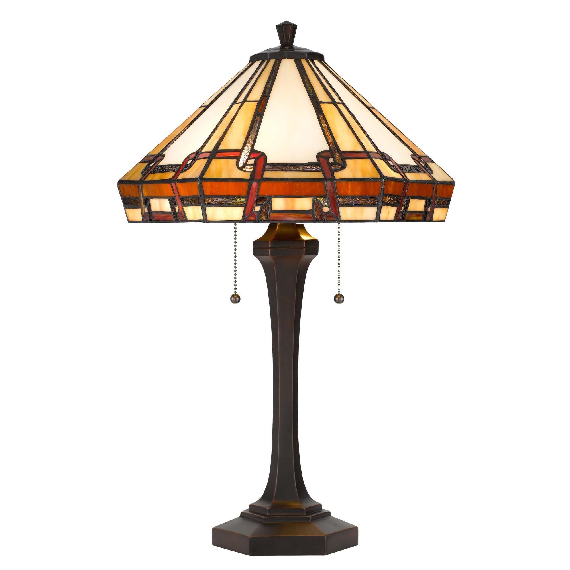Table Lamp with Tiffany Style Shade and Resin Base， Multicolor - Intensery