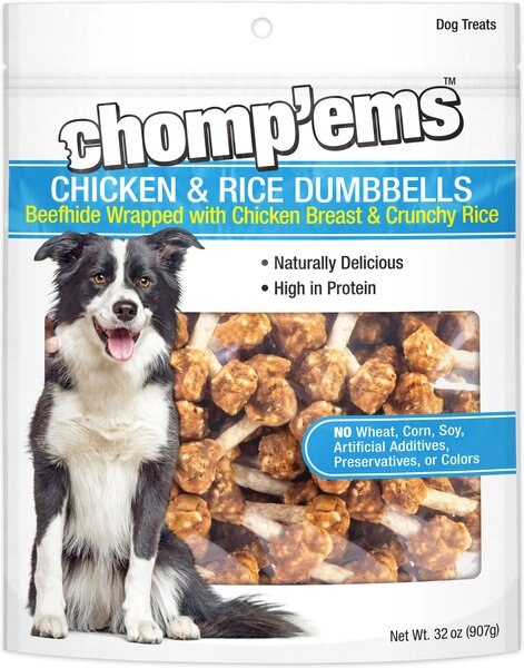 RUFFIN' IT Chomp'ems Chicken and Rice Dumbbells Jerky Dog Treats - Intensery