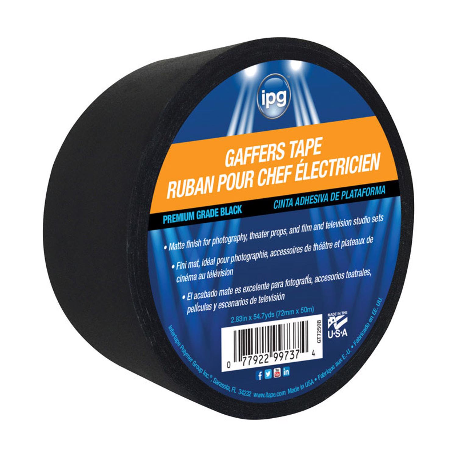 IPG 2.83 in. W X 54.7 yd L Black Gaffer\u0027s Tape - Intensery