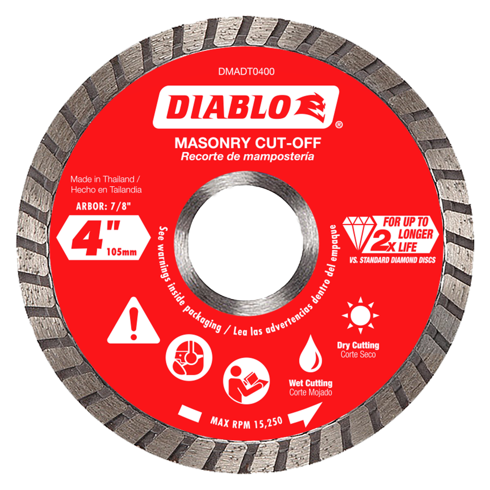 Diablo 4 Diamond Turbo Cut Off Discs Masonry - Intensery