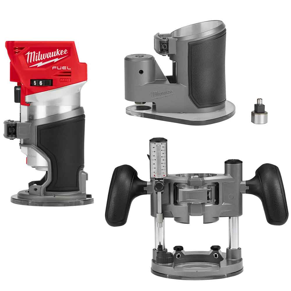 M18 FUEL Compact Router with Plunge and Offset Base (Tool and Bases Only) - Intensery